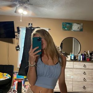 Hollister Baby blue tank top with ruffle size small